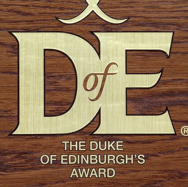 The Duke of Edinburgh Award logo shown here in a brushed gold finish with a black outline.