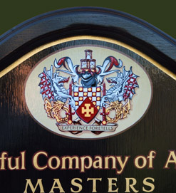 Hand painted coat of arms produced for the Worshipful Actuaries; a London Livery Company