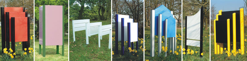 Image shows some of many options available for estate signs for industry, commerce and parks