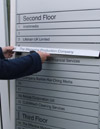 Changing company names on this office directory sign is very easy