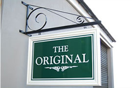thumbnail picture of a hanging sign, please click on it for an enlargement